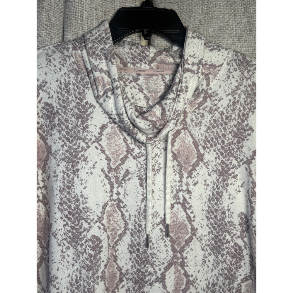 Calvin Klein Performance Womens Snakeskin Cowl Neck Top Mauve Small PFMT3960